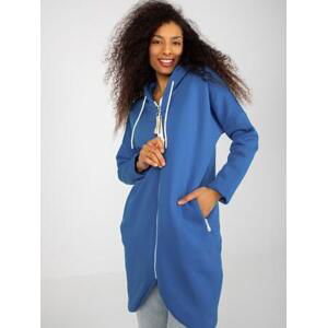 Fashionhunters Tmavě modrá Nádherná dlouhá mikina na zip Velikost: L/XL
