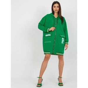 Fashionhunters Zelená dlouhá mikina na zip s nápisy.Velikost: L/XL