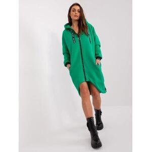 Fashionhunters Zelená dlouhá mikina na zip s kapucí.Velikost: L/XL