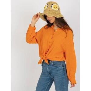 Fashionhunters Etta OCH BELLA oranžové oversized bavlněné triko Velikost: M