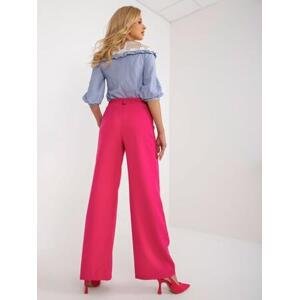 Fashionhunters Tmavě růžové široké kalhoty ze švédského materiálu Velikost: M