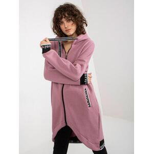 Fashionhunters Mayar zaprášená růžová dlouhá mikina pro ženy s kapucí.Velikost: L/XL