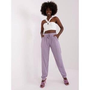 Fashionhunters Světle fialové látkové viskózové kalhoty SUBLEVEL Velikost: M