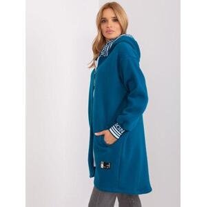 Fashionhunters Námořnická modrá oversize mikina na zip Velikost: L/XL
