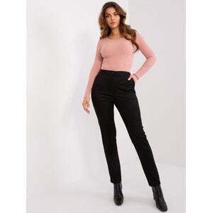 Fashionhunters Černé látkové kalhoty s vysokým pasem Velikost: S/M