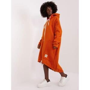 Fashionhunters Tmavě oranžová mikina s kapucí na zip Velikost: L/XL