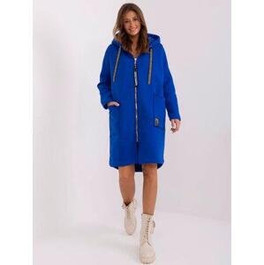 Fashionhunters Kobaltově modrá mikina s kapucí na zip Velikost: L/XL