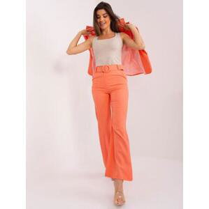 Fashionhunters oranžové oblekové kalhoty s kapsami Velikost: L