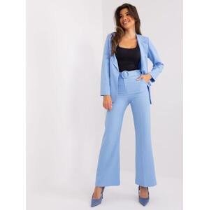 Fashionhunters Světle modré oblekové kalhoty s kapsami Velikost: L