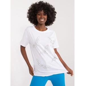 Fashionhunters Bílé bavlněné tričko s aplikacemi Velikost: S