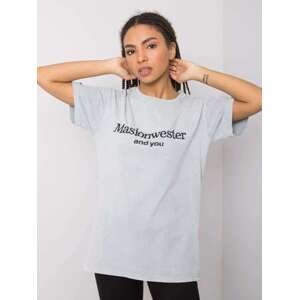Fashionhunters Šedé tričko s nápisem Michelle RUE PARIS Velikost: S