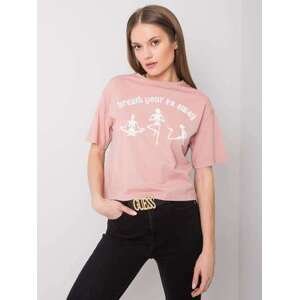 Fashionhunters Zaprášené růžové tričko s potiskem Piper RUE PARIS Velikost: M