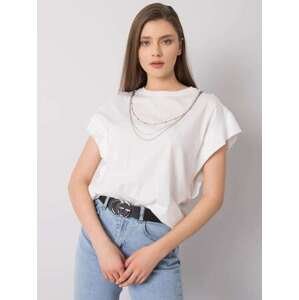 Fashionhunters Bílé tričko s náhrdelníkem Arianna RUE PARIS Velikost: S