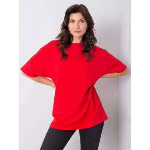 Fashionhunters RUE PARIS Červené bavlněné tričko ONE SIZE, JEDNA, VELIKOST