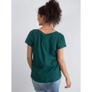 Fashionhunters Tmavě zelené tričko Emory velikost: M