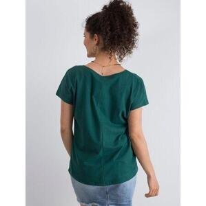 Fashionhunters Tmavě zelené tričko Emory velikost: S