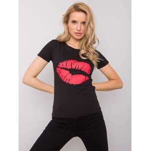 Fashionhunters OCH BELLA Černé bavlněné tričko s potiskem XL