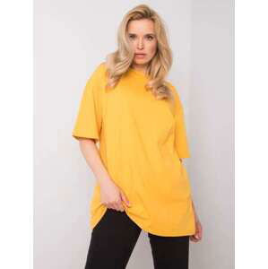 Fashionhunters RUE PARIS Tmavě žluté bavlněné tričko ONE SIZE, JEDNA, VELIKOST