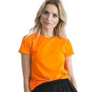 Fashionhunters Fluo oranžové dámské bavlněné tričko Peachy Velikost: M