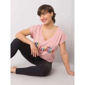 Fashionhunters Zaprášené růžové tričko s potiskem Hollis Velikost: JEDNA VELIKOST