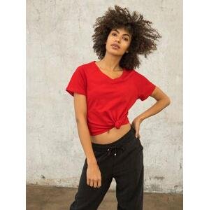 Fashionhunters FOR FITNESS červené tričko s výstřihem do V, XL