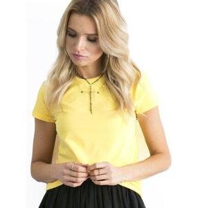 Fashionhunters Broskvově žluté tričko Velikost: M