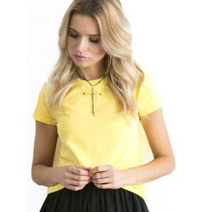 Fashionhunters Broskvově žluté tričko Velikost: XL