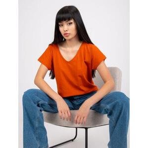 Fashionhunters Tmavě oranžové tričko Emory Velikost: S.
