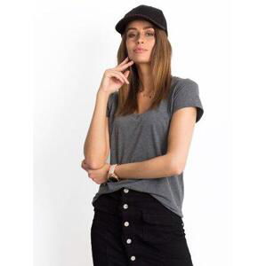 Fashionhunters Tmavě šedé melanžové čtvercové tričko Velikost: XS
