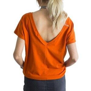 Fashionhunters Tričko s výstřihem na zádech, tmavě oranžové