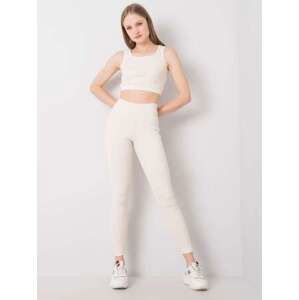 Fashionhunters Ecru sportovní set Sue FOR FITNESS velikost: M