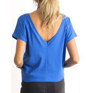 Fashionhunters Modré tričko s výstřihem na zádech