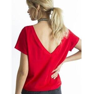 Fashionhunters Červené tričko s výstřihem vzadu Velikost: XL