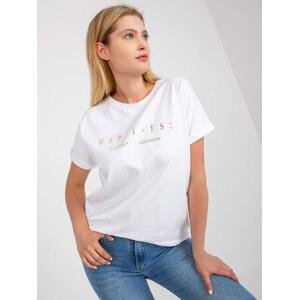 Fashionhunters Bílé bavlněné tričko s krátkým rukávem plus size. Velikost: ONE SIZE, JEDNA, VELIKOST