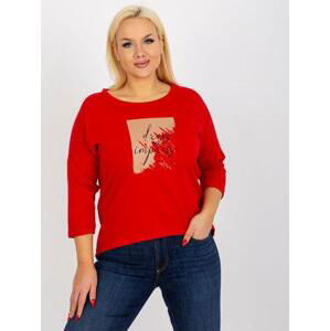 Fashionhunters Červené plus size tričko s potiskem a nápisem Velikost: ONE VELIKOST, Červená, JEDNA