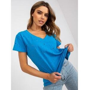 Fashionhunters Modré jednobarevné bavlněné tričko.Velikost: ONE SIZE, JEDNA, VELIKOST