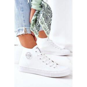 Big Star Shoes Women's Leather High Sneakers Big Star GG274016 White 38, Bílá