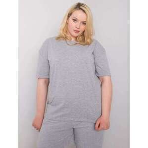 Fashionhunters Velké šedé tričko z XL bavlny