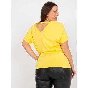 Fashionhunters Žluté tričko plus size s aplikací Velikost: ONE SIZE, JEDNA, VELIKOST