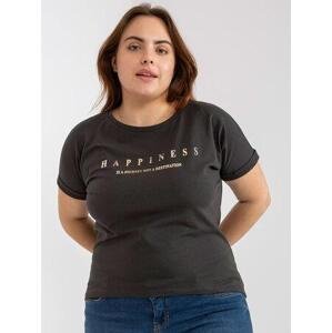 Fashionhunters Khaki tričko plus velikosti s krátkým rukávem.Velikost: ONE SIZE, JEDNA, VELIKOST