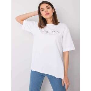 Fashionhunters Bílé tričko s nápisem Riley RUE PARIS Velikost: S.