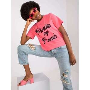 Fashionhunters Růžové volné tričko s nefritovým potiskem Velikost: JEDNA VELIKOST