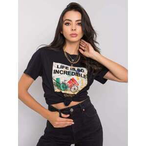 Fashionhunters Černé bavlněné tričko s nápisem M