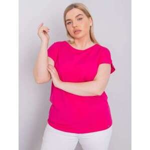 Fashionhunters Tričko větší velikosti ve fuchsiové barvě z XL bavlny