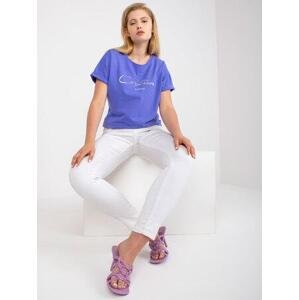 Fashionhunters Fialové bavlněné tričko Plus velikosti s krátkým rukávem Velikost: JEDNA VELIKOST