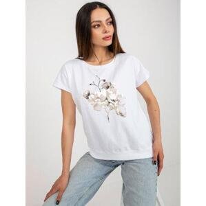 Fashionhunters RUE PARIS bílé tričko s krátkým rukávem a potiskem Velikost: S/M