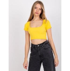 Fashionhunters Montreal RUE PARIS Ribbed Yellow Top Velikost: S