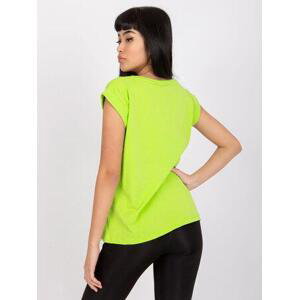 Fashionhunters Světle zelené základní tričko Atlanta RUE PARIS Velikost: S.