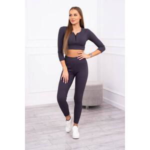 Kesi Žebrovaný crop top set grafit UNI, Grafitowy, Univerzální