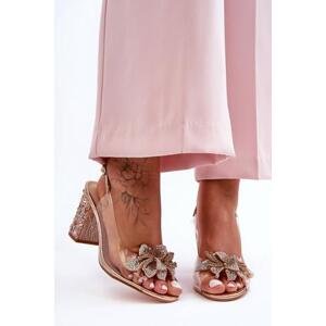 Kesi Zdobené stylové sandály průhledné růžové zlaté SBarski Velikost: 37, Odstíny, ||, Zlatý